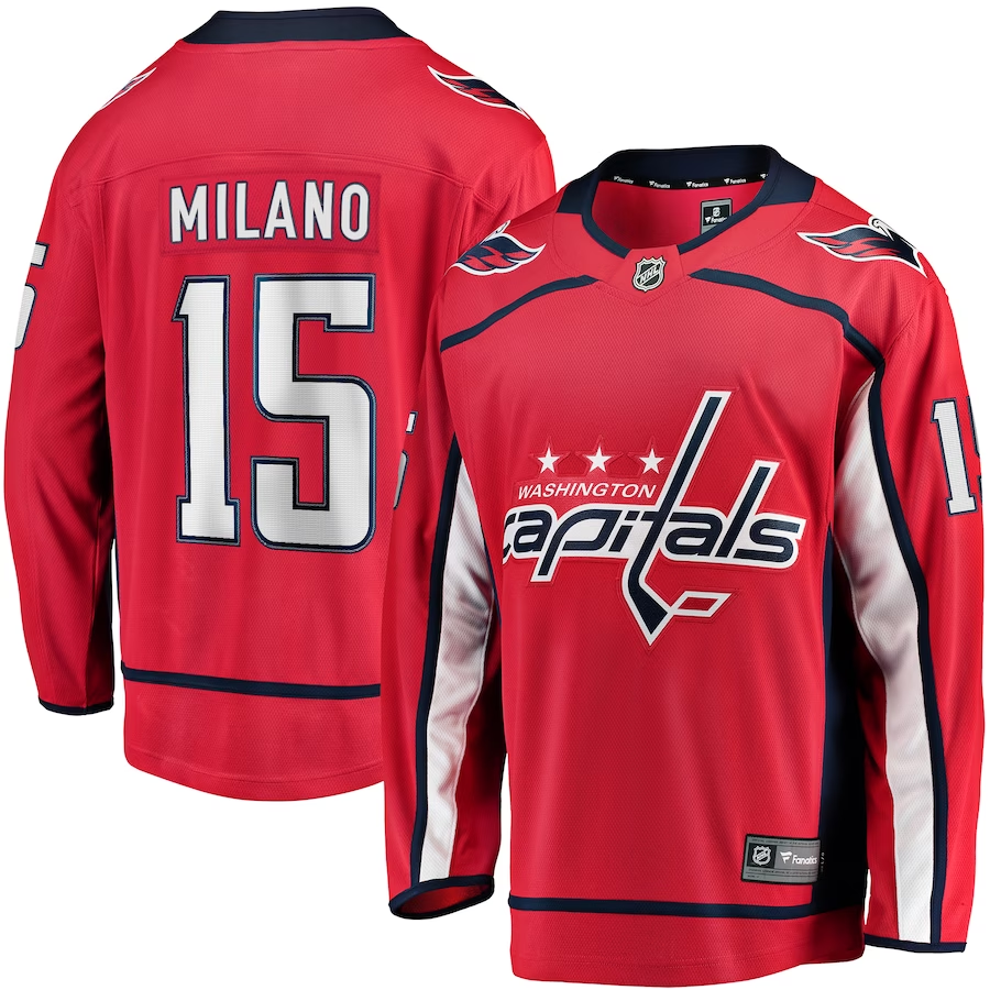 Men's Washington Capitals Sonny Milano #15 Red Home Breakaway Jersey